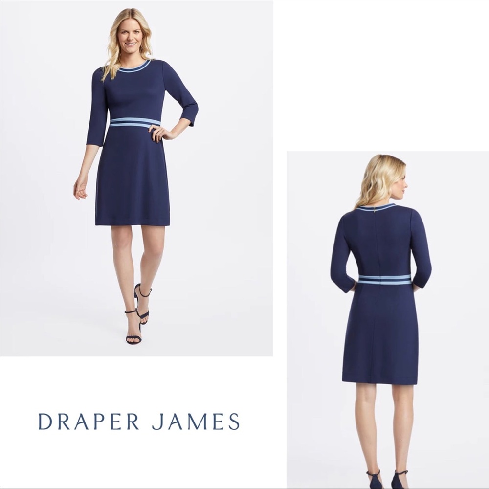 Draper James Solid Navy Blue Persley Ponte Dress, Size Medium, Originally: $125
